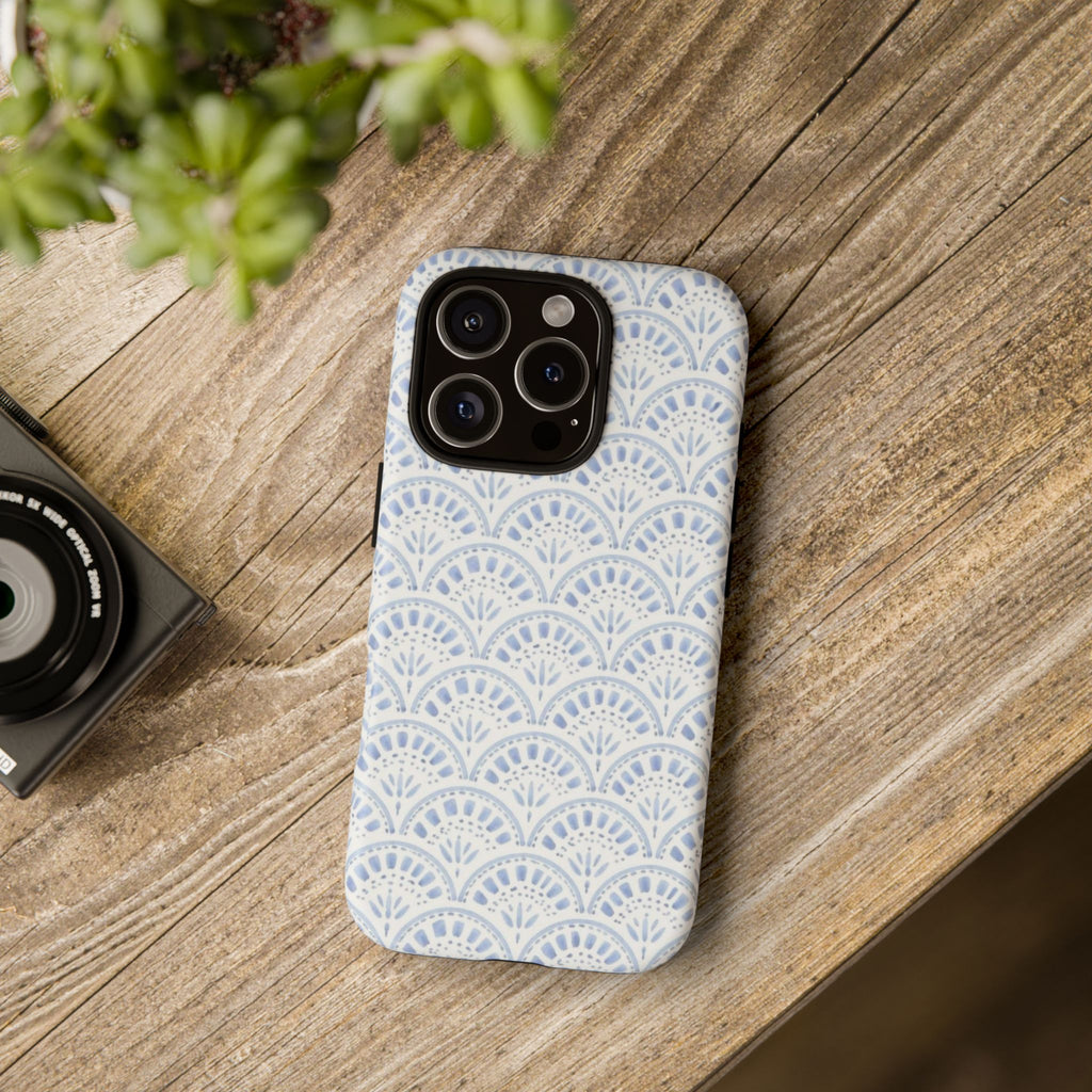 Blue Scallop Pattern Tough Phone Case