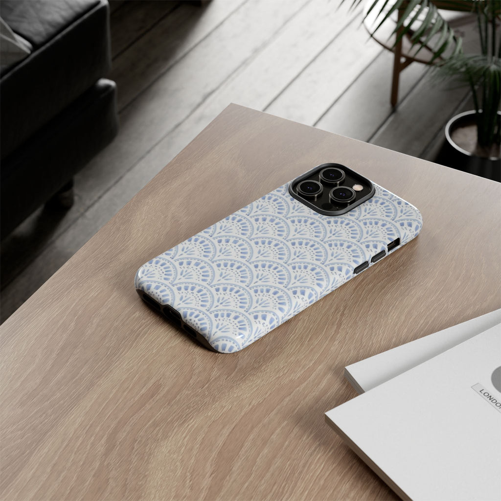 Blue Scallop Pattern Tough Phone Case
