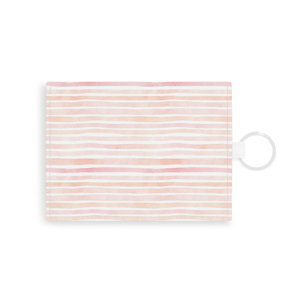 Peach & Pink Stripes Leather Card Holder