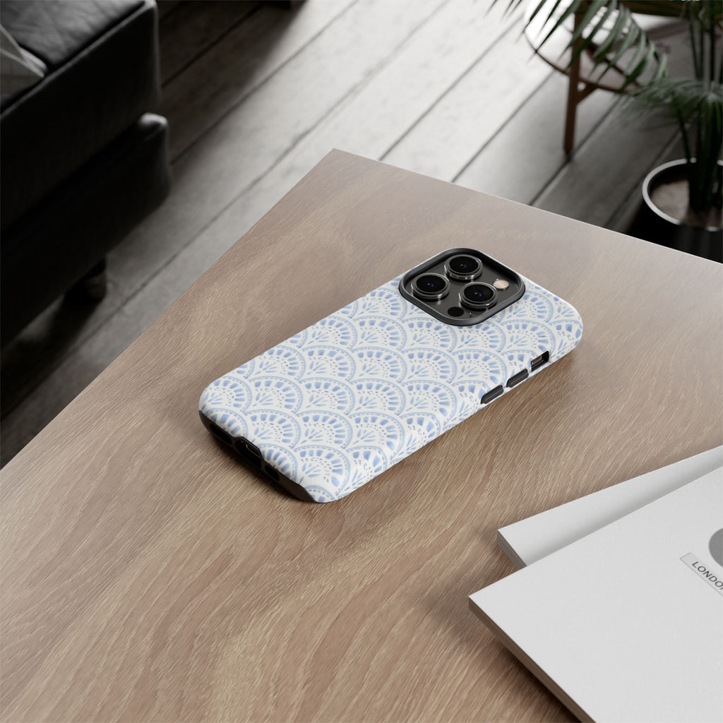 Blue Scallop Pattern Tough Phone Case