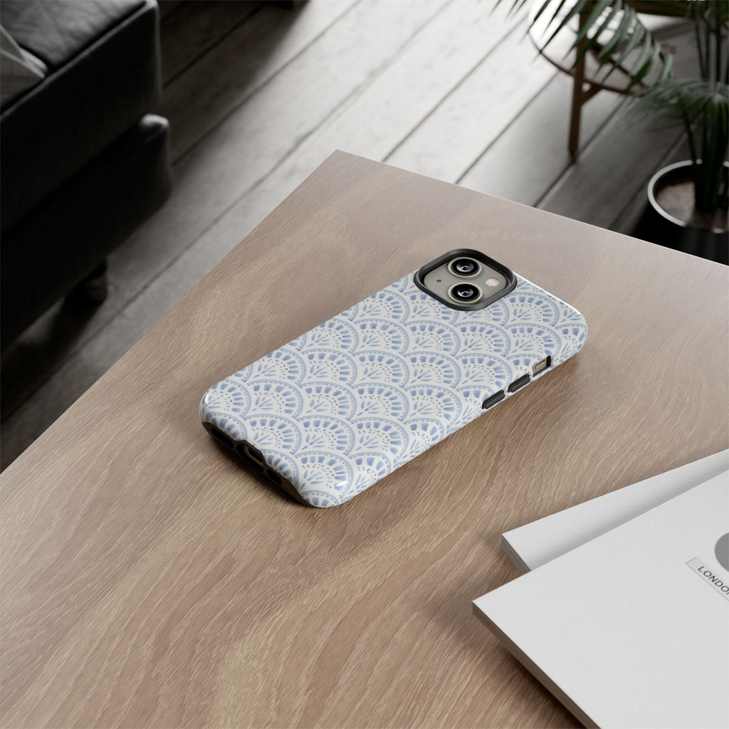 Blue Scallop Pattern Tough Phone Case