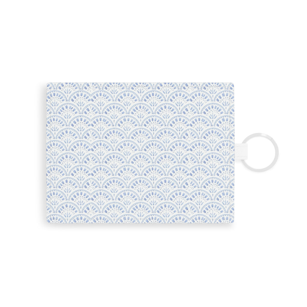 Blue Scallop Pattern Leather Card Holder