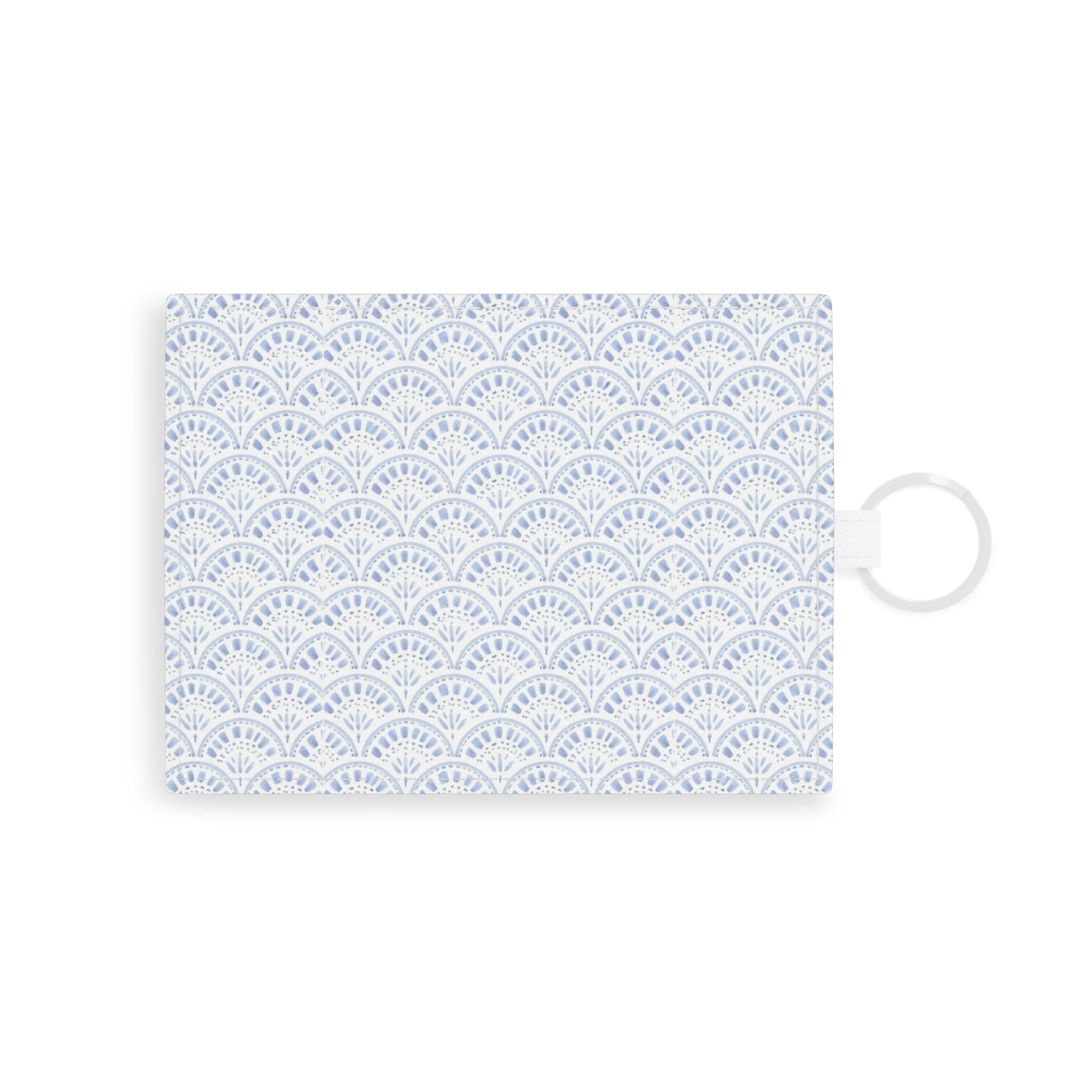 Blue Scallop Pattern Leather Card Holder
