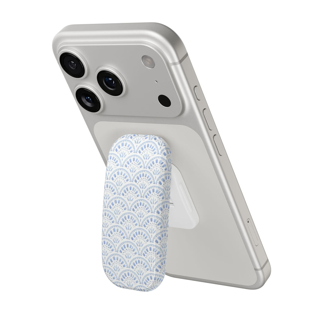 Blue Scallop Pattern PopGrip Phone Stand