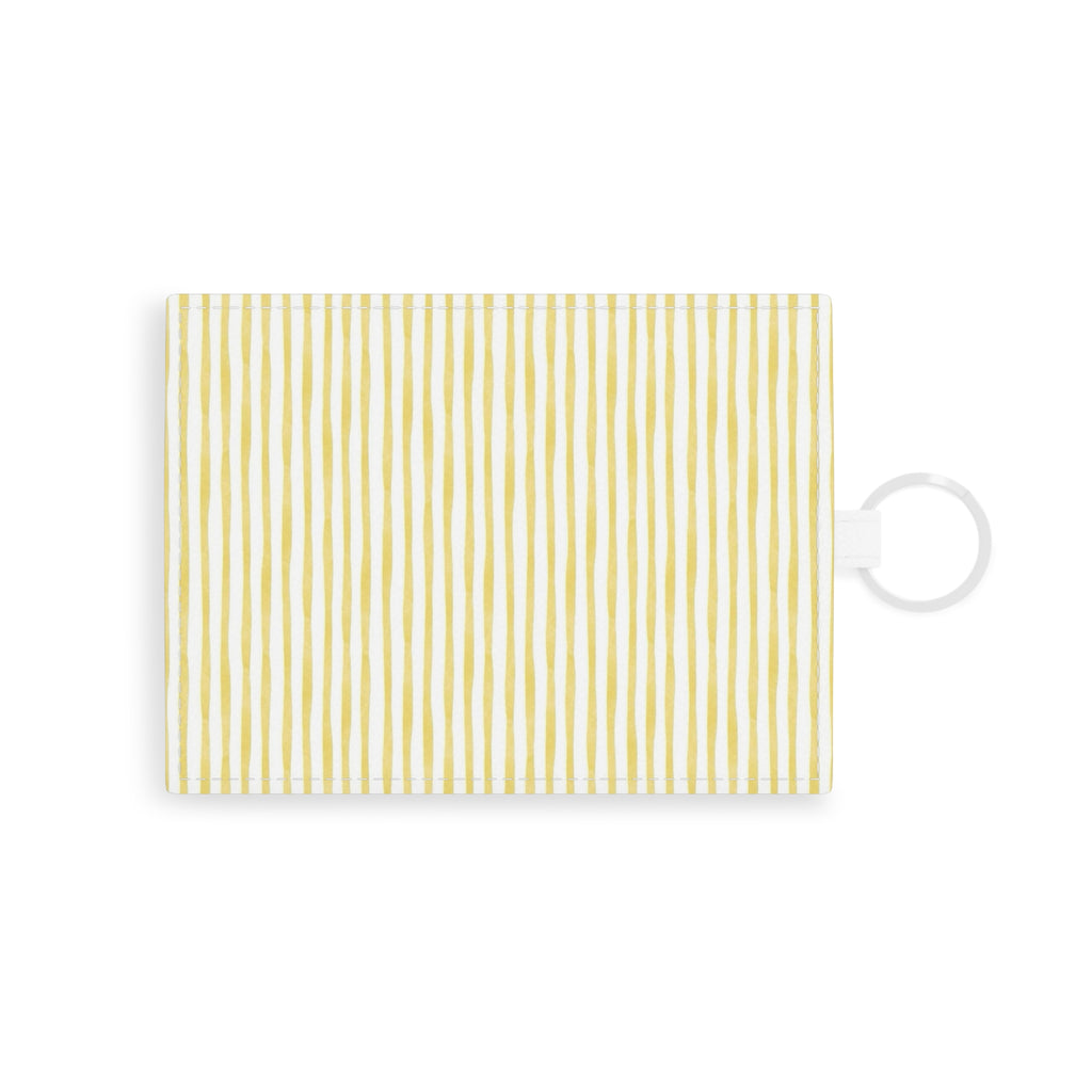 Yellow Stripes Leather Card Holder