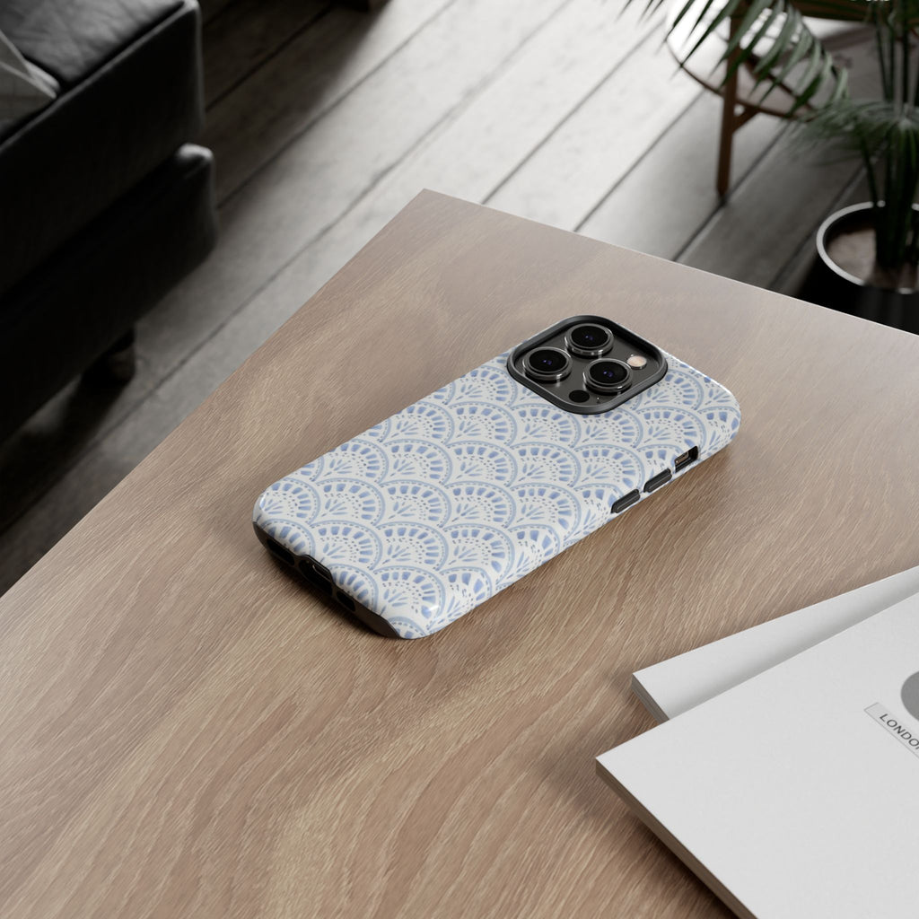 Blue Scallop Pattern Tough Phone Case