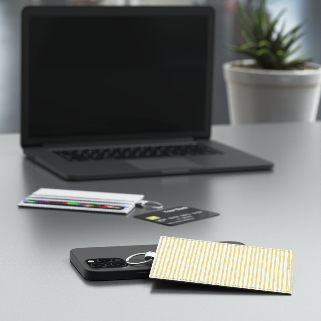 Yellow Stripes Leather Card Holder