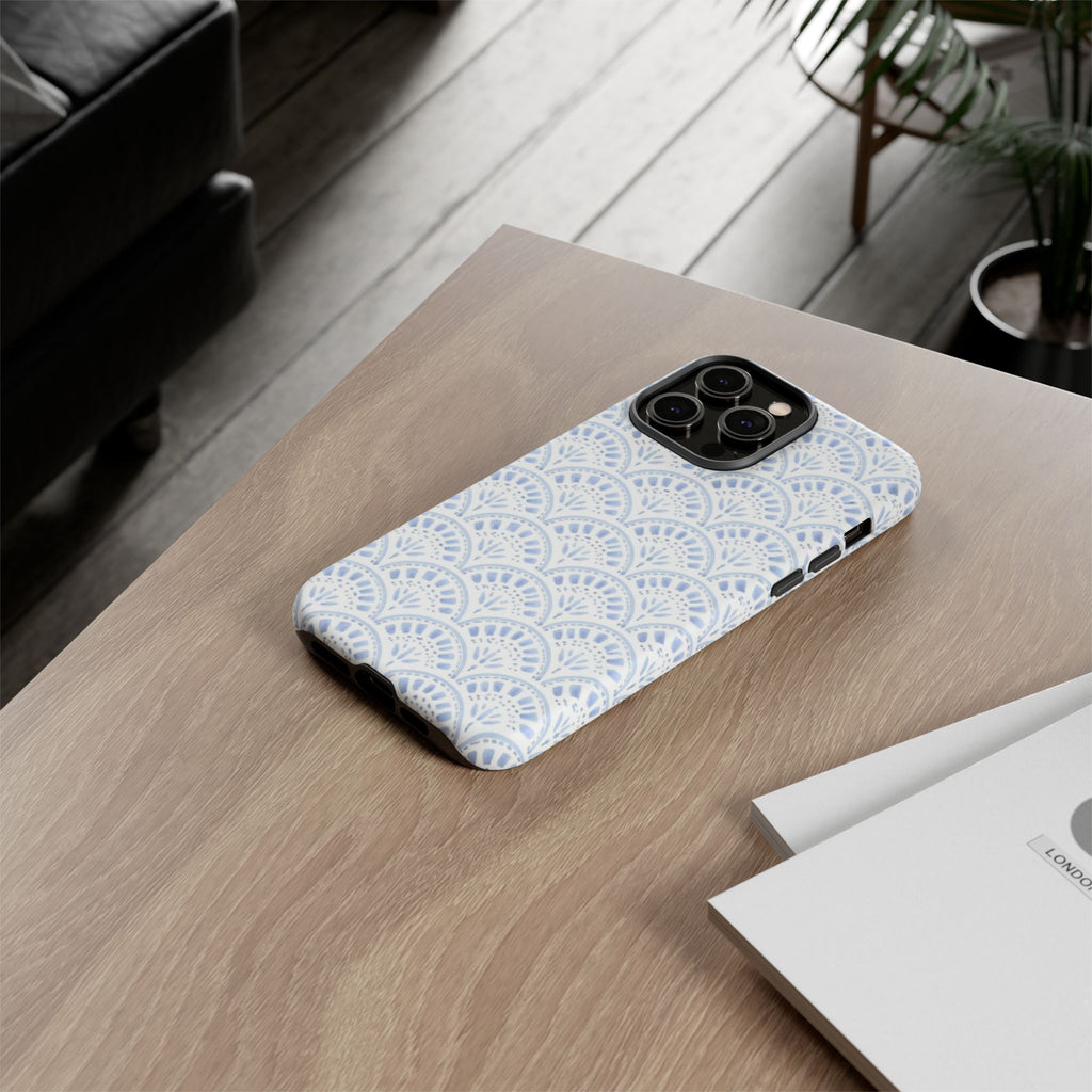 Blue Scallop Pattern Tough Phone Case