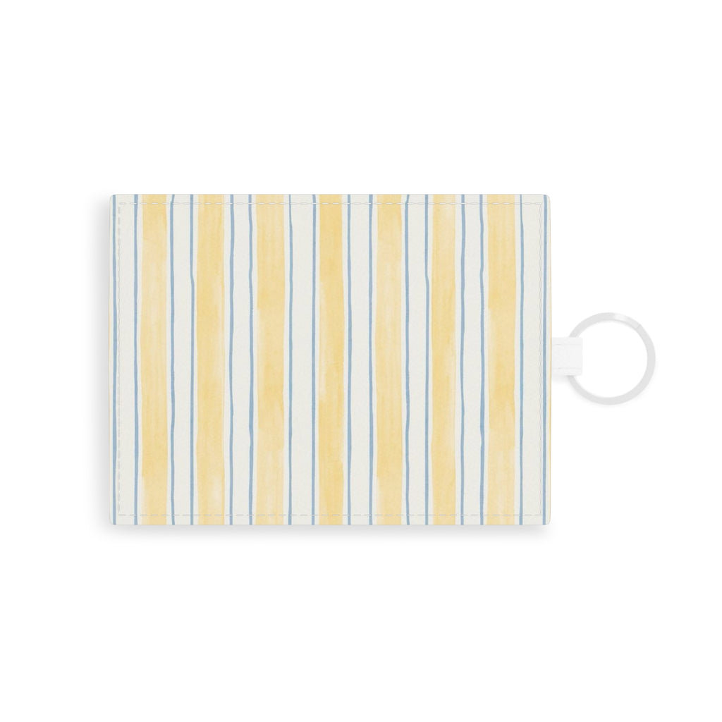 Yellow & Blue Stripes Leather Card Holder