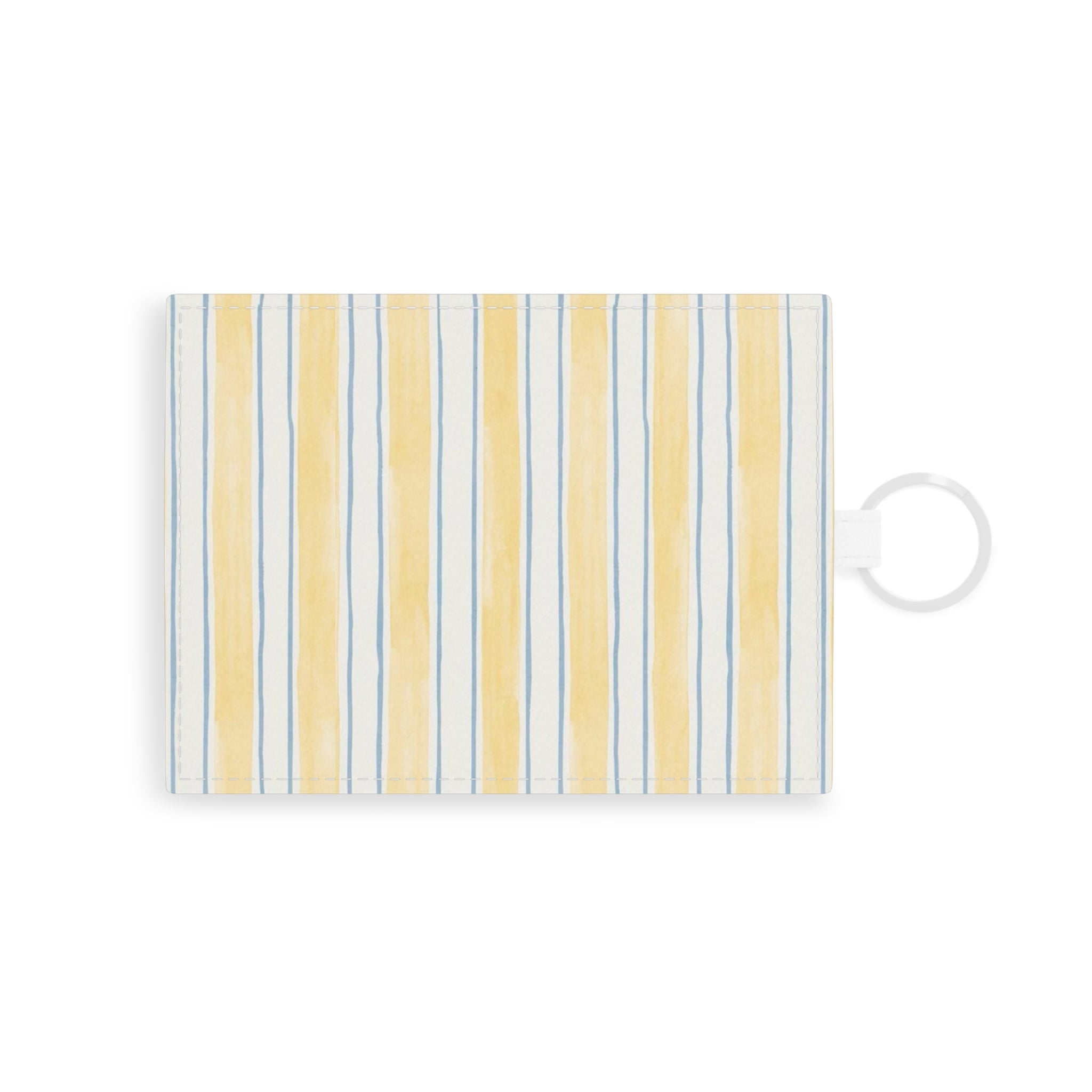 Yellow & Blue Stripes Leather Card Holder