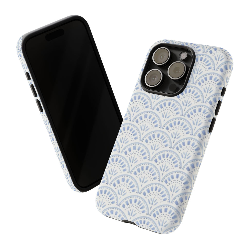 Blue Scallop Pattern Tough Phone Case