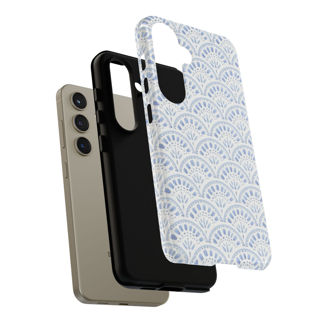 Blue Scallop Pattern Tough Phone Case