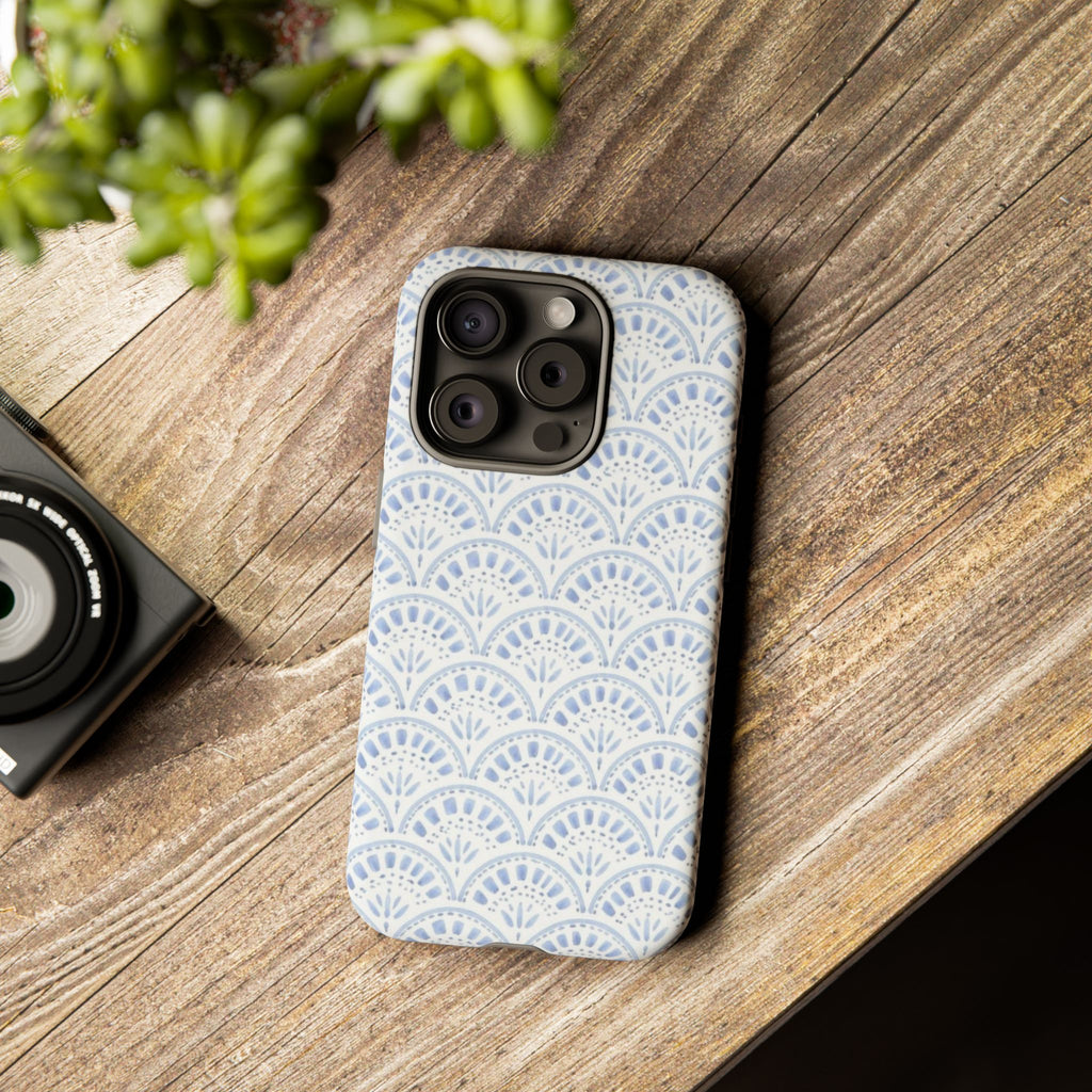 Blue Scallop Pattern Tough Phone Case